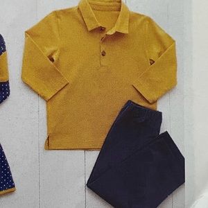Shrimp & Grits Kids Boys Mustard Polo Top